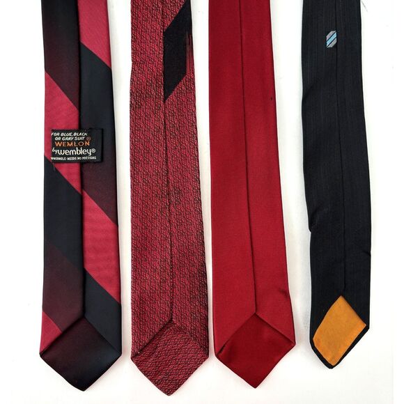 Vintage Mens Skinny Silk Neckties Lot 4 Slim 1960s Narrow Rat Pack Madmen - Picture 2 of 8